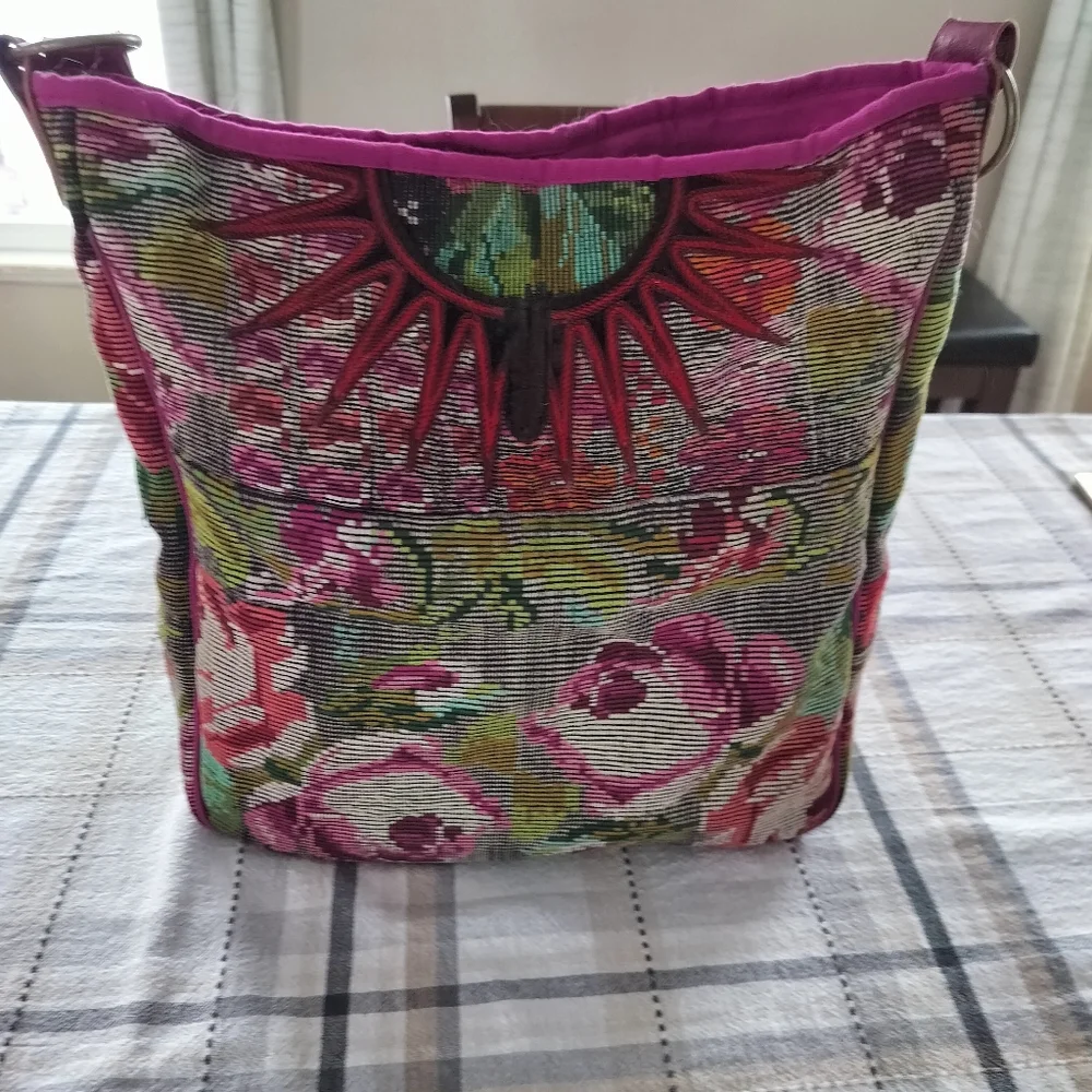 Antiplano Hobo Bag‎ W/Leather Strap Fair Trade Bohemian Floral